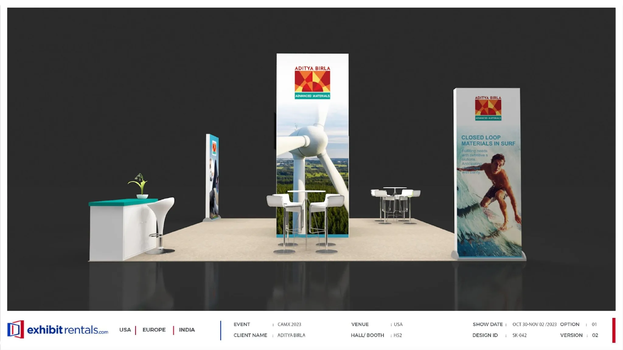 20x20 Island booth design by Exhibit-Rentals
